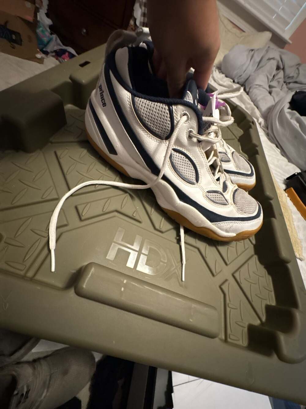Prince SPG Size 12 White Blue Sneakers Tennis Shoes